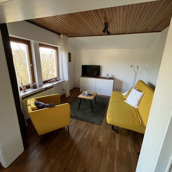 Wohnzimmer in der Ferienwohnung Eulennest