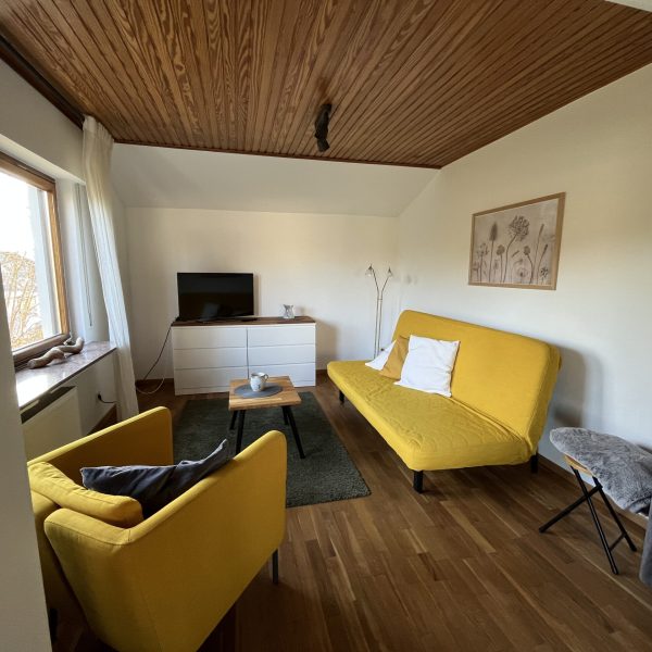 Wohnzimmer in der Ferienwohnung Eulennest