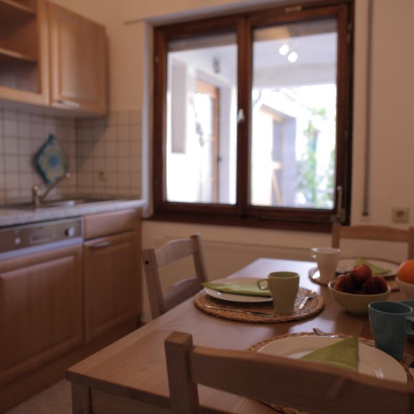 Küche in der Ferienwohnung Gartenblick